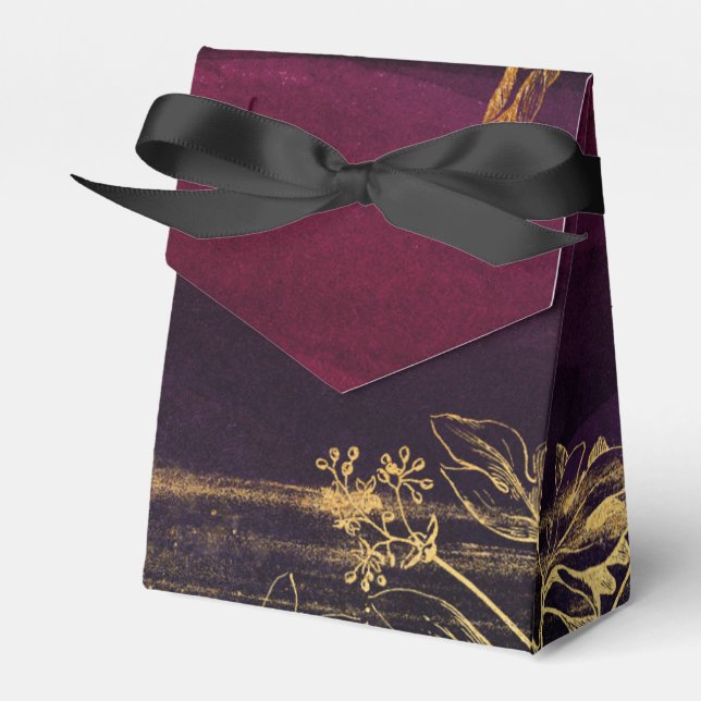 Dark Burgundy and Gold Favor Boxes (Front Side)
