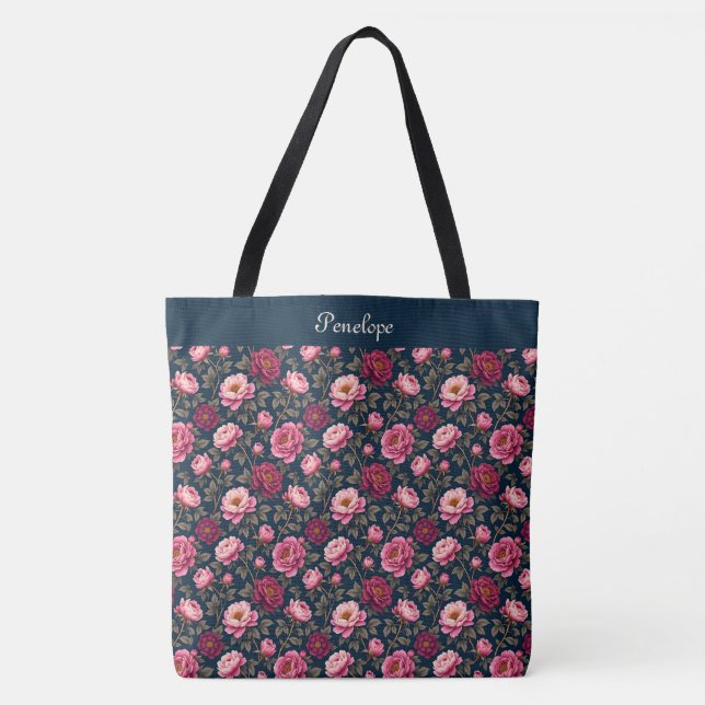 Dark Burgundy and Pink Tote Bag (Front)
