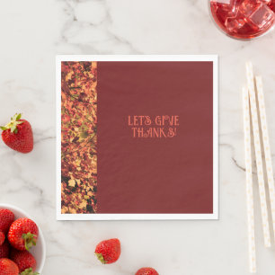 Dark Burgundy   Autumn Feast Happy Thanks giving Napkins