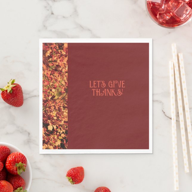 Dark Burgundy   Autumn Feast Happy Thanks giving Napkins (Insitu)