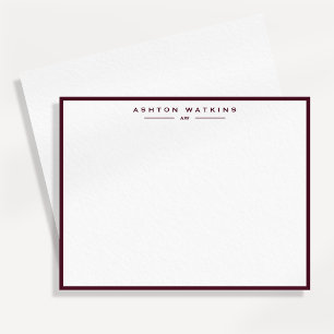Dark Burgundy Border Personalized Note Card