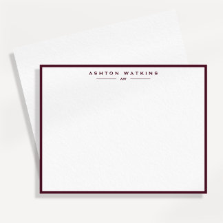 Dark Burgundy Border Personalized Note Card