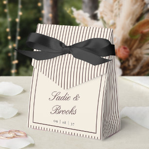 Dark Burgundy Classic Pinstripe Wedding Favor Boxes