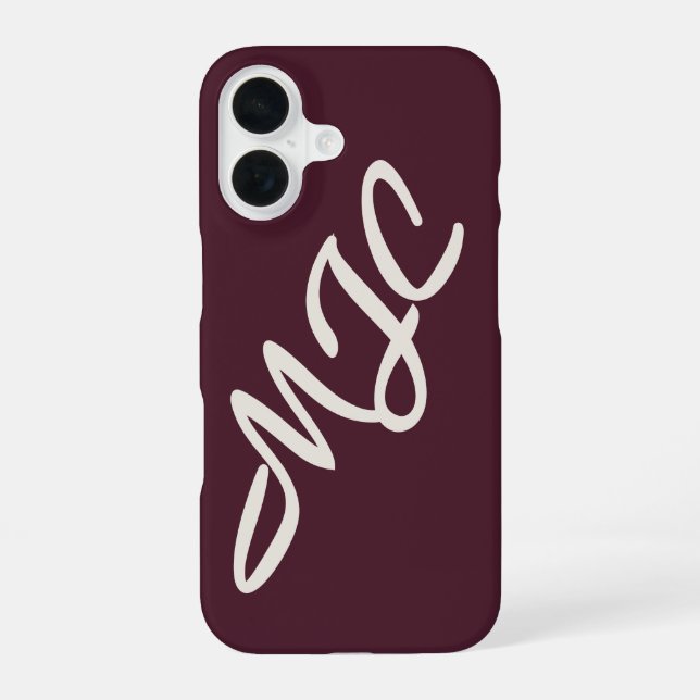 Dark Burgundy Custom Monogram iPhone Case (Back)