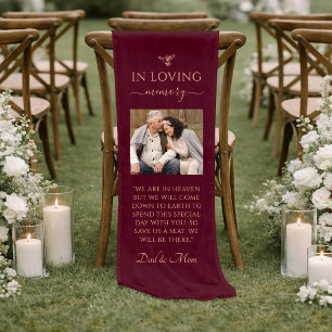 Dark Burgundy Dad & Mom Photo Wedding Tribute Sign Short Table Runner