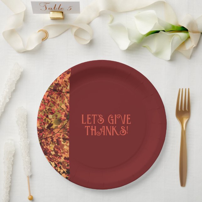 Dark Burgundy Family Gathering Happy Thanks giving Paper Plates (Wedding)