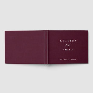 Dark Burgundy Faux Linen Bridal Shower Wedding Guest Book