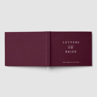 Dark Burgundy Faux Linen Bridal Shower Wedding Guest Book