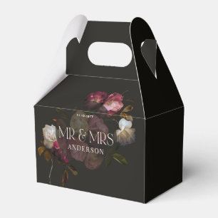 Dark Burgundy Floral Moody Black Elegant Romantic Favor Boxes