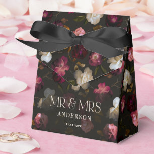 Dark Burgundy Floral Moody Black Elegant Romantic Favor Boxes