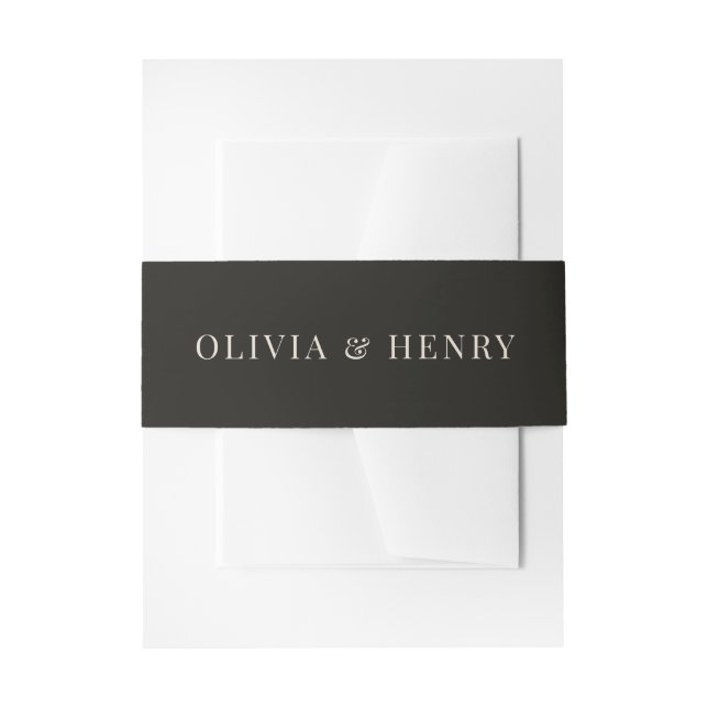 Dark Burgundy Floral Moody Black Elegant Romantic Invitation Belly Band (Front Example)