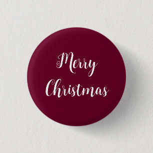 Dark Burgundy Merry Christmas Button