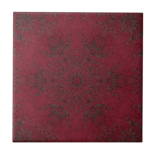 Dark Burgundy Pattern Background Ceramic Tile