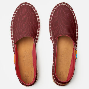 Dark Burgundy Red Moire AKA Watered Silk Espadrilles