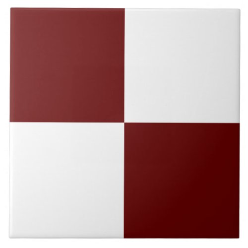 Dark Burgundy Red White Checkered Ceramic Tile