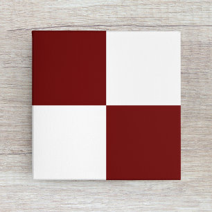 Dark Burgundy Red White Checkered Ceramic Tile