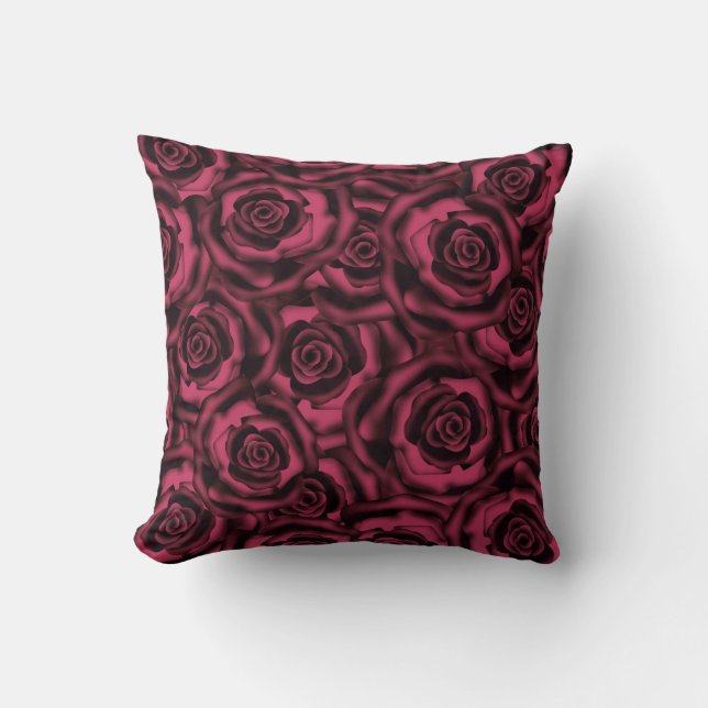 Dark Burgundy roses . Throw Pillow (Front)