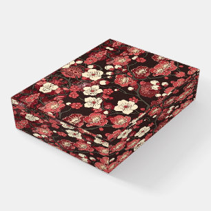 Dark Burgundy Sakura Floral Coral Blossom Pattern Paperweight