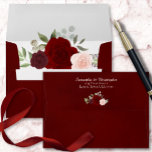Dark Burgundy Watercolor Floral Elegant Wedding Envelope<br><div class="desc">These beautiful envelopes are the perfect compliment to your wedding invitations. They feature a marbled deep red or burgundy color with a pre printed return address and hand painted watercolor roses in shades of red,  burgundy,  and blush pink.</div>