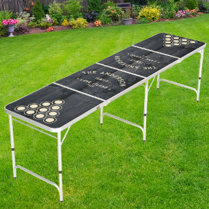 Dark Burnt Wood Vintage Seaside Family Name Beer Pong Table