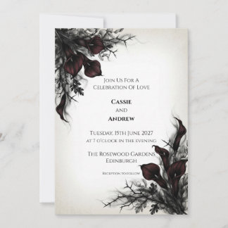 Dark Calla Lily Thorn Wedding Invitation