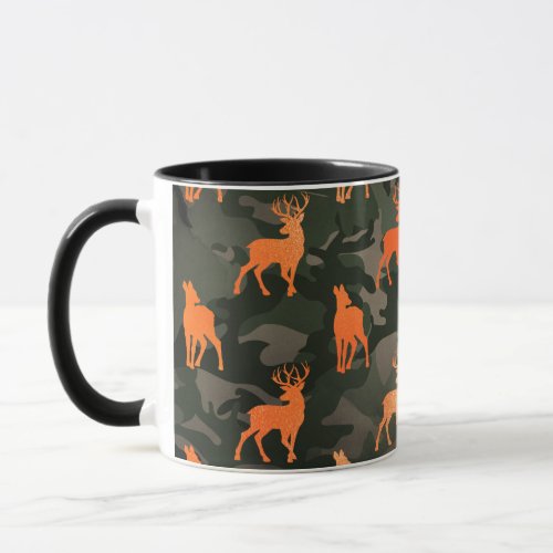 Dark Camo with orange Deer Mug