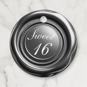 Dark Candle Wax Seal Drip Sweet 16 Wedding Favor Tags