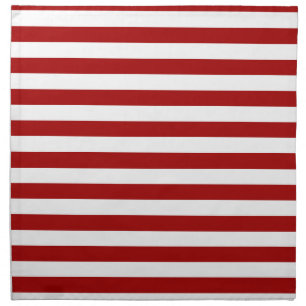 Dark Candy Apple Red and White Stripes Cloth Napkin