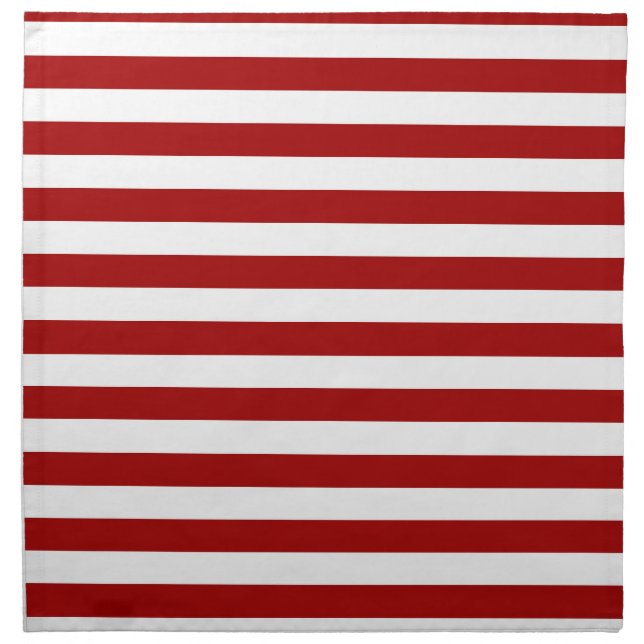 Dark Candy Apple Red and White Stripes Cloth Napkin (Front)