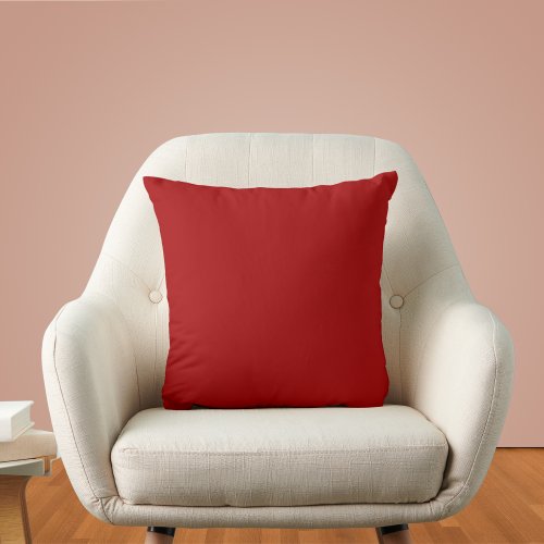 Dark Candy Apple Red Solid Color Throw Pillow