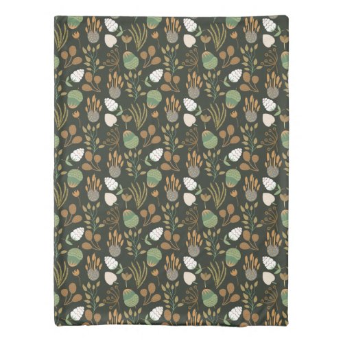 Dark Carrots And Nuts Pattern Duvet Cover