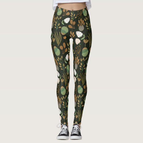 Dark Carrots And Nuts Pattern Leggings