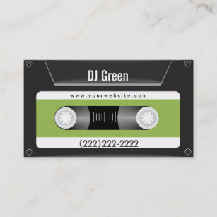Dark Cassette Tape(Green) Music DJ Business Card