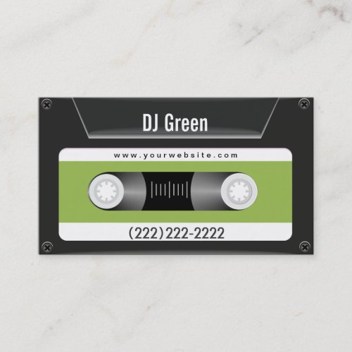Dark Cassette TapeGreen Music DJ Business Card