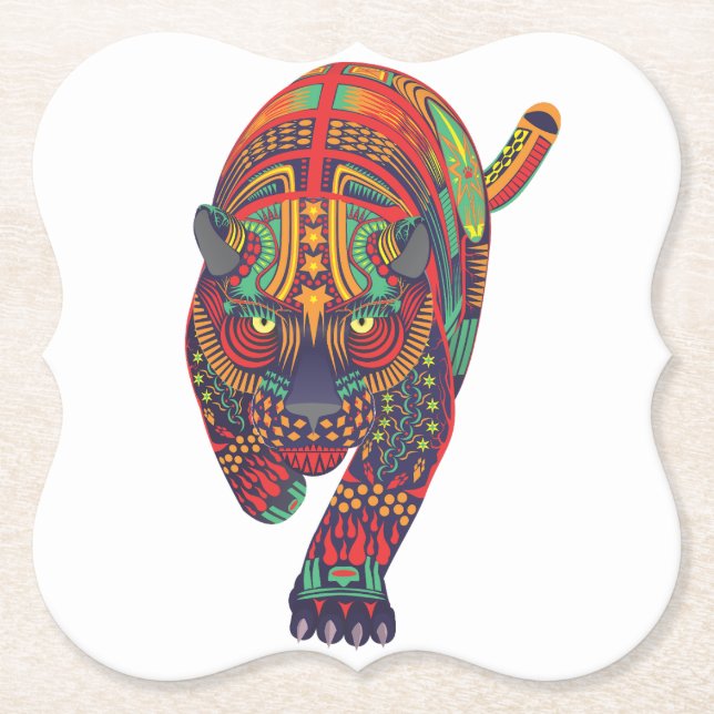 Dark Cat Alebrije Paper Coaster (Front)