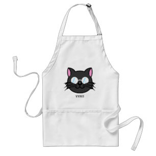 Dark Cat Black Cat Gray Cat Wearing Glasses Adult Apron