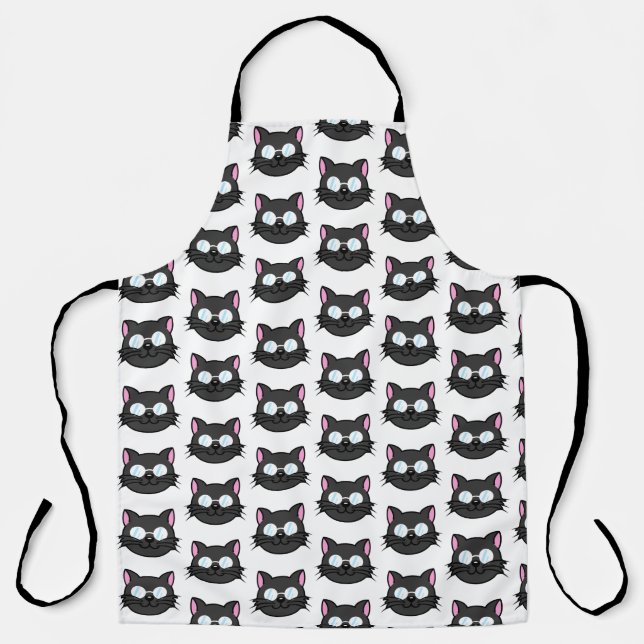 Dark Cat Black Cat Gray Cat Wearing Glasses Apron (Front)