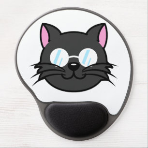 Dark Cat Black Cat Gray Cat Wearing Glasses Gel Mouse Pad
