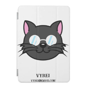 Dark Cat Black Cat Gray Cat Wearing Glasses iPad Mini Cover
