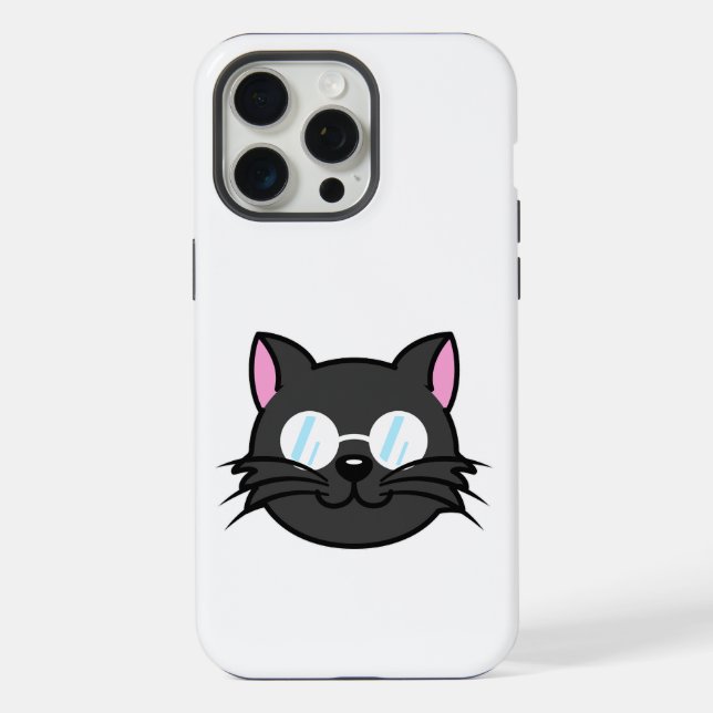 Dark Cat Black Cat Gray Cat Wearing Glasses iPhone Case (Back)