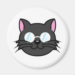 Dark Cat Black Cat Gray Cat Wearing Glasses Magnet