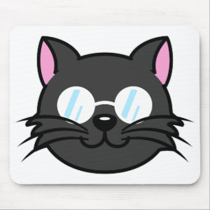 Dark Cat Black Cat Gray Cat Wearing Glasses Mouse Pad