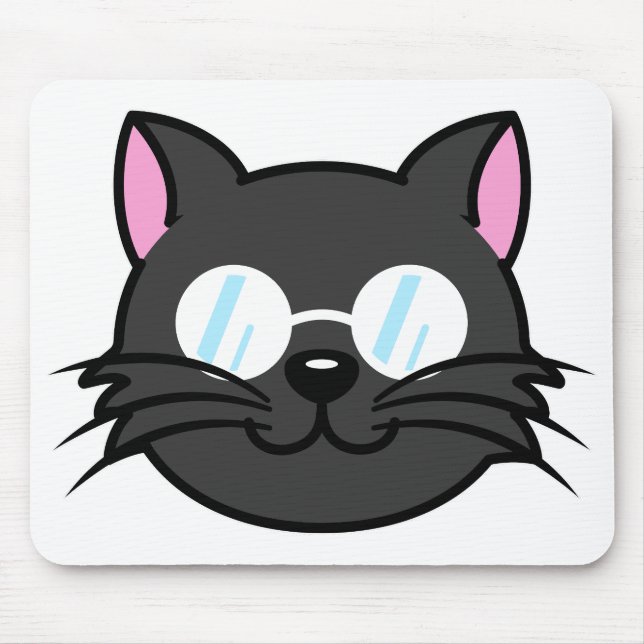 Dark Cat Black Cat Gray Cat Wearing Glasses Mouse Pad (Front)