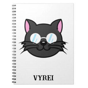 Dark Cat Black Cat Gray Cat Wearing Glasses Notebook
