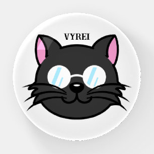 Dark Cat Black Cat Gray Cat Wearing Glasses Paperweight