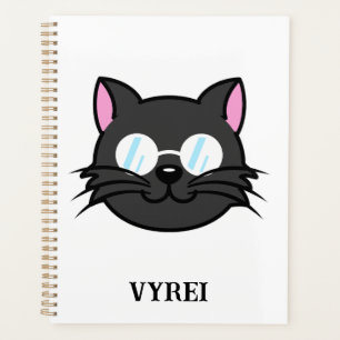 Dark Cat Black Cat Gray Cat Wearing Glasses Planner