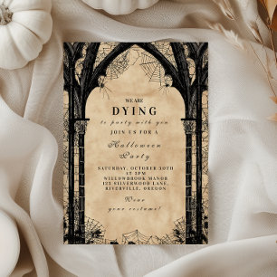 Dark Cathedral Webs Halloween Invitation