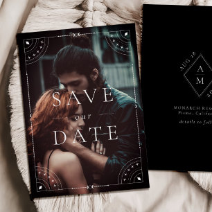Dark Celestial Moon & Stars Save Date Invitation
