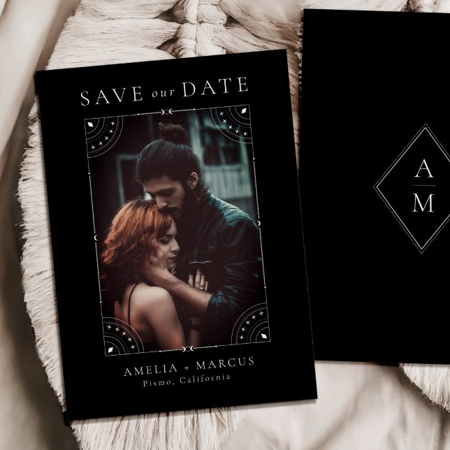 Dark Celestial Moon & Stars Save Date Invitation (Creator Uploaded)