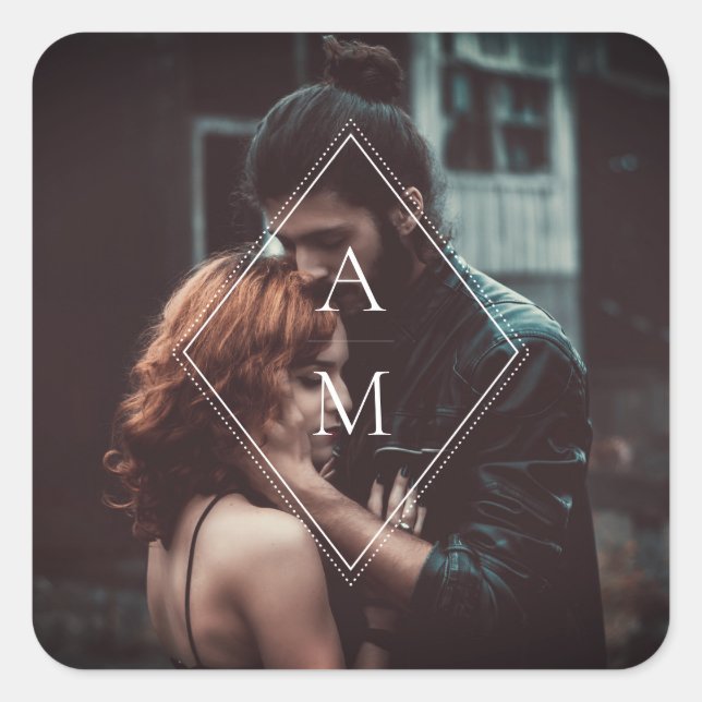 Dark Celestial Moon & Stars Save Date Square Sticker (Front)